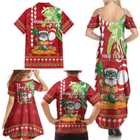 Personalised Hawaii Christmas Family Matching Summer Maxi Dress and Hawaiian Shirt Funny Santa Claus Surf Mele Kalikimaka LT05 - Polynesian Pride