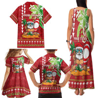 Personalised Hawaii Christmas Family Matching Tank Maxi Dress and Hawaiian Shirt Funny Santa Claus Surf Mele Kalikimaka LT05 - Polynesian Pride