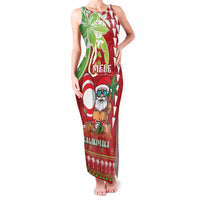 Personalised Hawaii Christmas Family Matching Tank Maxi Dress and Hawaiian Shirt Funny Santa Claus Surf Mele Kalikimaka LT05 Mom's Dress Red - Polynesian Pride