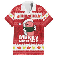Hawaii Funny Christmas Family Matching Off The Shoulder Long Sleeve Dress and Hawaiian Shirt Spam Musubi Santa LT05 Dad's Shirt - Short Sleeve Red - Polynesian Pride