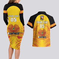Papua New Guinea Rugby Custom Couples Matching Long Sleeve Bodycon Dress and Hawaiian Shirt Kumul Pride Go Champions LT05 - Polynesian Pride