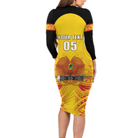 Papua New Guinea Rugby Custom Family Matching Long Sleeve Bodycon Dress and Hawaiian Shirt Kumul Pride Go Champions LT05 - Polynesian Pride