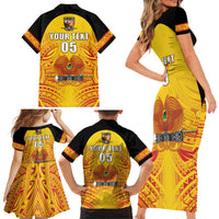 Papua New Guinea Rugby Custom Family Matching Short Sleeve Bodycon Dress and Hawaiian Shirt Kumul Pride Go Champions LT05 - Polynesian Pride