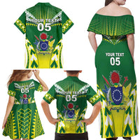 Cook Islands Rugby Custom Family Matching Off Shoulder Maxi Dress and Hawaiian Shirt The Kukis Go Champions LT05 - Polynesian Pride