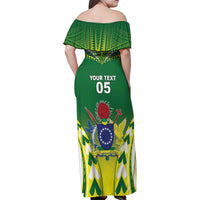 Cook Islands Rugby Custom Family Matching Off Shoulder Maxi Dress and Hawaiian Shirt The Kukis Go Champions LT05 - Polynesian Pride