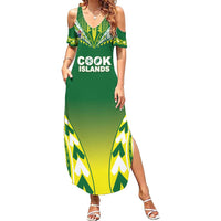 Cook Islands Rugby Custom Family Matching Summer Maxi Dress and Hawaiian Shirt The Kukis Go Champions LT05 Mom's Dress Green - Polynesian Pride