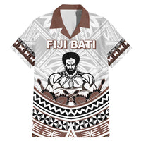 Fiji Rugby Custom Family Matching Mermaid Dress and Hawaiian Shirt Fijian Bati Go Champions LT05 Dad's Shirt - Short Sleeve White - Polynesian Pride