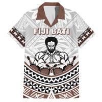 Fiji Rugby Custom Family Matching Off The Shoulder Long Sleeve Dress and Hawaiian Shirt Fijian Bati Go Champions LT05 Dad's Shirt - Short Sleeve White - Polynesian Pride
