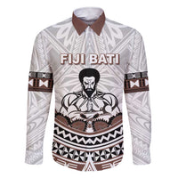 Fiji Rugby Custom Family Matching Short Sleeve Bodycon Dress and Hawaiian Shirt Fijian Bati Go Champions LT05 Dad's Shirt - Long Sleeve White - Polynesian Pride