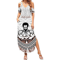 Fiji Rugby Custom Family Matching Summer Maxi Dress and Hawaiian Shirt Fijian Bati Go Champions LT05 Mom's Dress White - Polynesian Pride