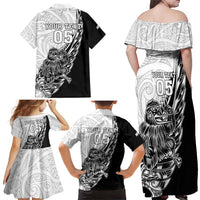 New Zealand Kiwi Rugby Custom Family Matching Off Shoulder Maxi Dress and Hawaiian Shirt Go Champions Maori Pattern LT05 - Polynesian Pride