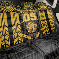Custom Polynesia Beach Volleyball Back Car Seat Cover Gold Polynesian Tribal Pattern - Polynesian Pride