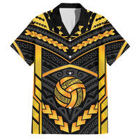 Custom Polynesia Beach Volleyball Hawaiian Shirt Gold Polynesian Tribal Pattern - Polynesian Pride
