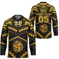 Custom Polynesia Beach Volleyball Hockey Jersey Gold Polynesian Tribal Pattern - Polynesian Pride