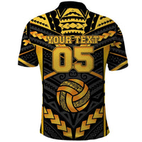 Custom Polynesia Beach Volleyball Polo Shirt Gold Polynesian Tribal Pattern - Polynesian Pride