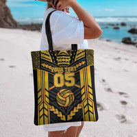 Custom Polynesia Beach Volleyball Tote Bag Gold Polynesian Tribal Pattern LT05 - Polynesian Pride