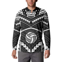 Custom Polynesia Beach Volleyball Button Sweatshirt Polynesian Tribal Pattern - Polynesian Pride