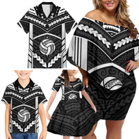 Custom Polynesia Beach Volleyball Family Matching Off Shoulder Short Dress and Hawaiian Shirt Polynesian Tribal Pattern - Polynesian Pride