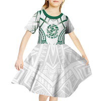 Custom Hawaii Volleyball Kid Short Sleeve Dress Polynesian Pattern - Polynesian Pride