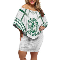 Custom Hawaii Volleyball Off Shoulder Short Dress Polynesian Pattern - Polynesian Pride