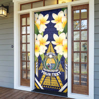 Personalised Nauru Independence Day Door Cover Coat Of Arms With Plumeria - Polynesian Pride