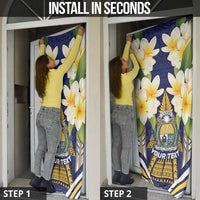 Personalised Nauru Independence Day Door Cover Coat Of Arms With Plumeria - Polynesian Pride