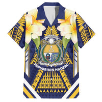 Personalised Nauru Independence Day Hawaiian Shirt Coat Of Arms With Plumeria - Polynesian Pride