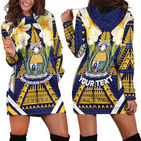 Personalised Nauru Independence Day Hoodie Dress Coat Of Arms With Plumeria - Polynesian Pride