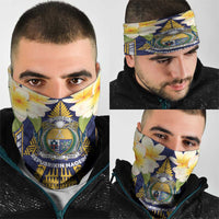 Nauru Independence Day Neck Gaiter Coat Of Arms With Plumeria - Polynesian Pride