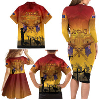 ANZAC Day Family Matching Long Sleeve Bodycon Dress and Hawaiian Shirt Australia And New Zealand Slouch Hats LT05 - Polynesian Pride