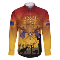 ANZAC Day Family Matching Puletasi and Hawaiian Shirt Australia And New Zealand Slouch Hats LT05 Dad's Shirt - Long Sleeve Yellow - Polynesian Pride