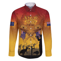 ANZAC Day Family Matching Short Sleeve Bodycon Dress and Hawaiian Shirt Australia And New Zealand Slouch Hats LT05 Dad's Shirt - Long Sleeve Yellow - Polynesian Pride
