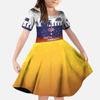 New Zealand And Australia ANZAC Last Post Family Matching Off The Shoulder Long Sleeve Dress and Hawaiian Shirt LT05 Daughter's Dress Blue - Polynesian Pride