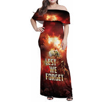 Honouring The ANZAC Spirit Family Matching Off Shoulder Maxi Dress and Hawaiian Shirt Gallipoli Lest We Forget LT05 Mom's Dress Red - Polynesian Pride