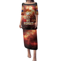 Honouring The ANZAC Spirit Family Matching Puletasi and Hawaiian Shirt Gallipoli Lest We Forget LT05 Mom's Dress Red - Polynesian Pride