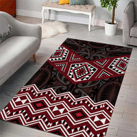 New Zealand Aotearoa Area Rug Red Taniko Art Maori Pattern LT05 - Polynesian Pride