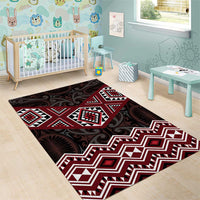 New Zealand Aotearoa Area Rug Red Taniko Art Maori Pattern LT05 - Polynesian Pride