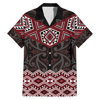 New Zealand Aotearoa Family Matching Mermaid Dress and Hawaiian Shirt Red Taniko Art Maori Pattern LT05 Dad's Shirt - Short Sleeve Red - Polynesian Pride