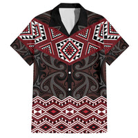 New Zealand Aotearoa Family Matching Off The Shoulder Long Sleeve Dress and Hawaiian Shirt Red Taniko Art Maori Pattern LT05 Dad's Shirt - Short Sleeve Red - Polynesian Pride