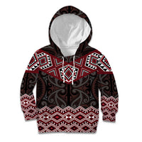 New Zealand Aotearoa Kid Hoodie Red Taniko Art Maori Pattern LT05 Hoodie Red - Polynesian Pride