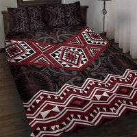 New Zealand Aotearoa Quilt Bed Set Red Taniko Art Maori Pattern LT05 Red - Polynesian Pride