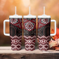 New Zealand Aotearoa Tumbler With Handle Red Taniko Art Maori Pattern