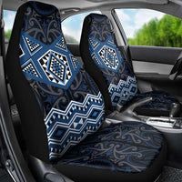 New Zealand Aotearoa Car Seat Cover Blue Taniko Art Maori Pattern LT05 - Polynesian Pride