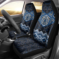 New Zealand Aotearoa Car Seat Cover Blue Taniko Art Maori Pattern LT05 - Polynesian Pride