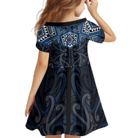 New Zealand Aotearoa Family Matching Summer Maxi Dress and Hawaiian Shirt Blue Taniko Art Maori Pattern LT05 - Polynesian Pride