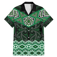 New Zealand Aotearoa Family Matching Mermaid Dress and Hawaiian Shirt Green Taniko Art Maori Pattern LT05 Dad's Shirt - Short Sleeve Green - Polynesian Pride