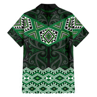 New Zealand Aotearoa Family Matching Puletasi and Hawaiian Shirt Green Taniko Art Maori Pattern LT05 - Polynesian Pride