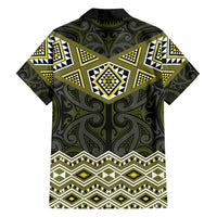 New Zealand Aotearoa Family Matching Long Sleeve Bodycon Dress and Hawaiian Shirt Yellow Taniko Art Maori Pattern LT05 - Polynesian Pride