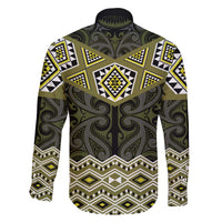 New Zealand Aotearoa Family Matching Off The Shoulder Long Sleeve Dress and Hawaiian Shirt Yellow Taniko Art Maori Pattern LT05 - Polynesian Pride