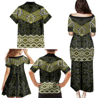 New Zealand Aotearoa Family Matching Puletasi and Hawaiian Shirt Yellow Taniko Art Maori Pattern LT05 - Polynesian Pride